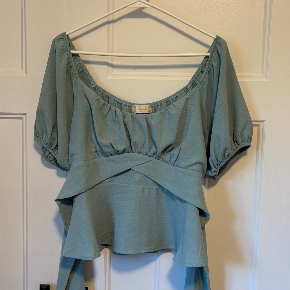 Altar'd State Sky Blue Blouse Tie Back